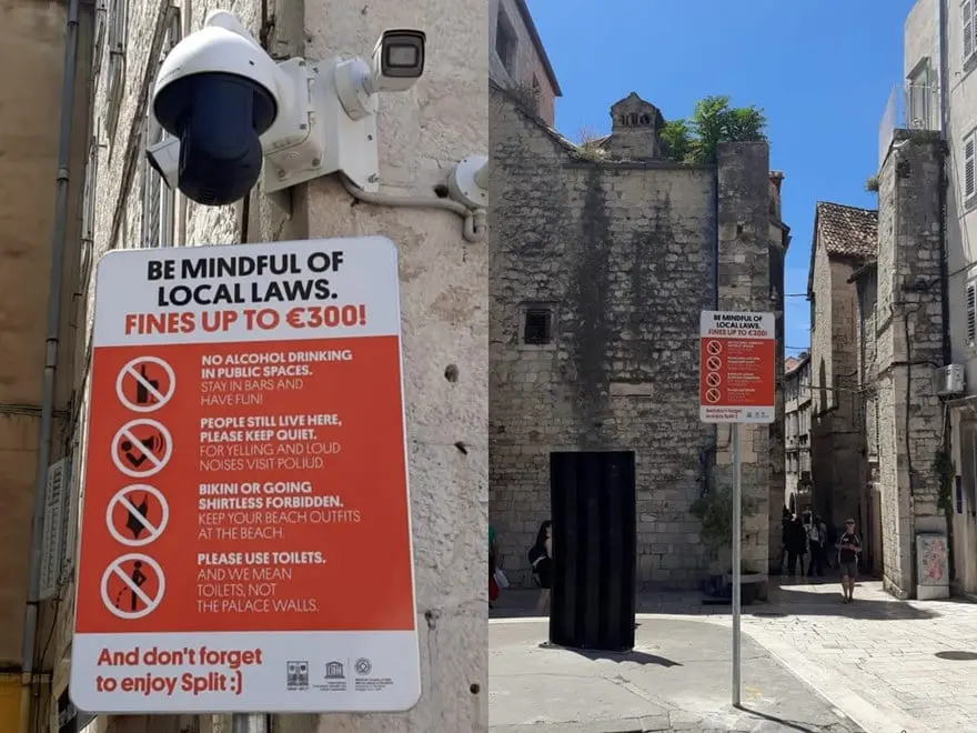 Tourist warning signs go up in Split, highlighting potential fines | Croatia  Week