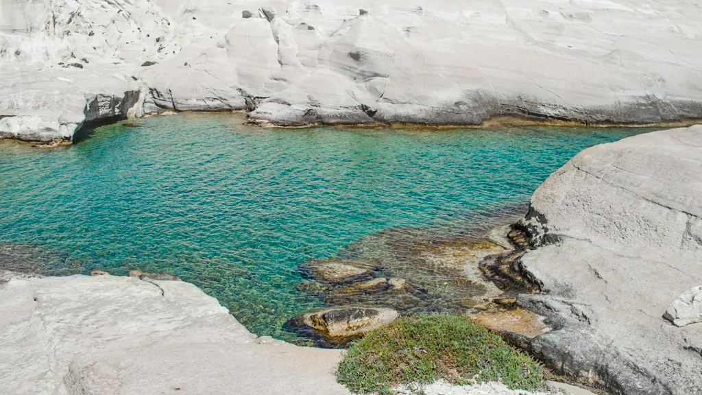 Sarakiniko Beach on Milos Island, One of Greece's Most Beautiful Beaches |  