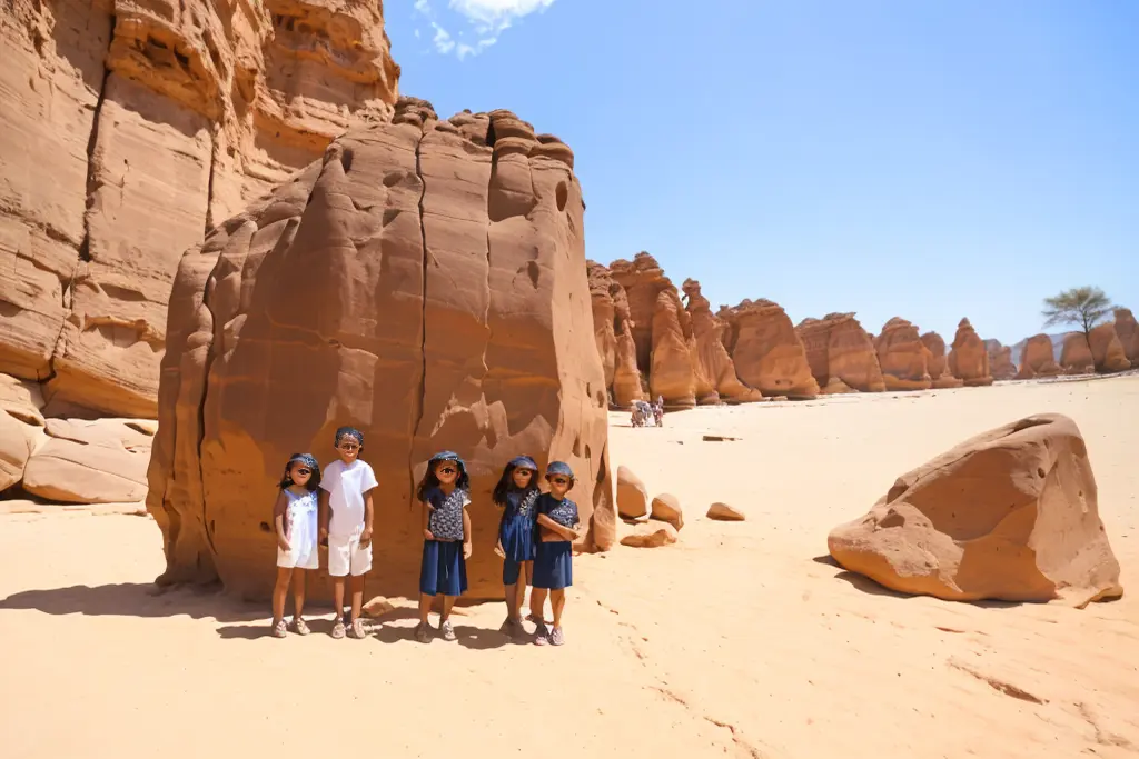 Tourists braved the searing midday sun to explore the installations at Desert X AlUla, a vast open-air collection of contemporary artworks scattered among steep-walled canyons.