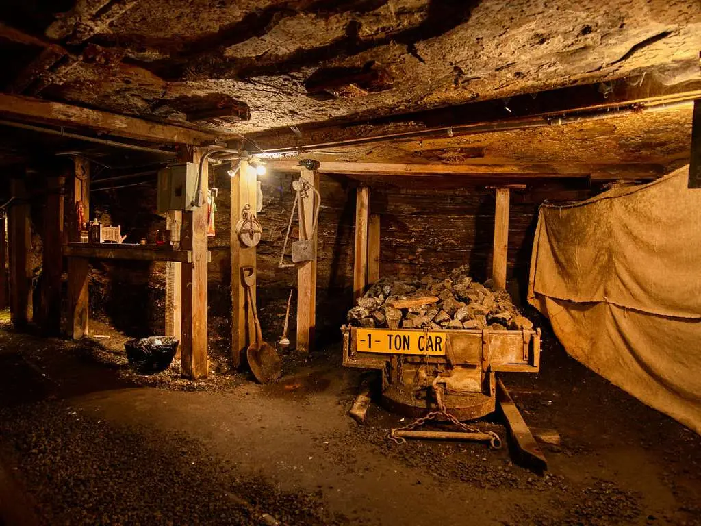 An old ore car within 1,500 feet of underground passages at the Beckley Exhibition Coal Mine,